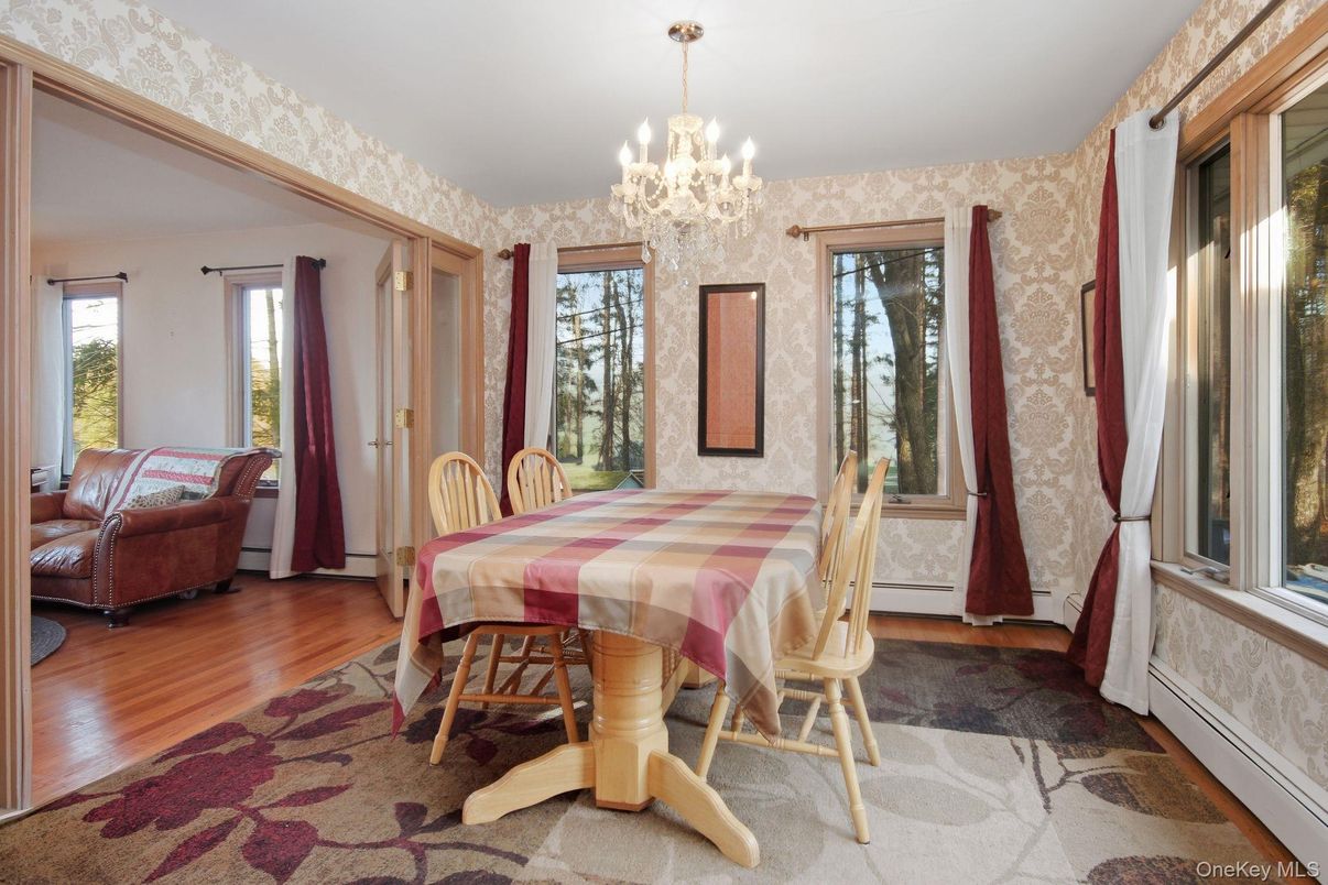 Chandelier, Dining room, Interior, Wood Texture Flooring