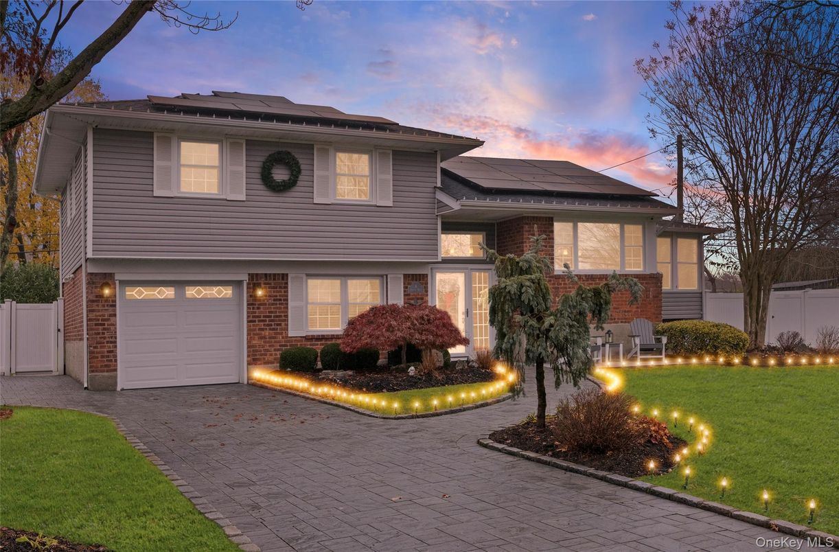 Attached, Exterior, Facade, Brick Facade, Solar Panels, Split Level