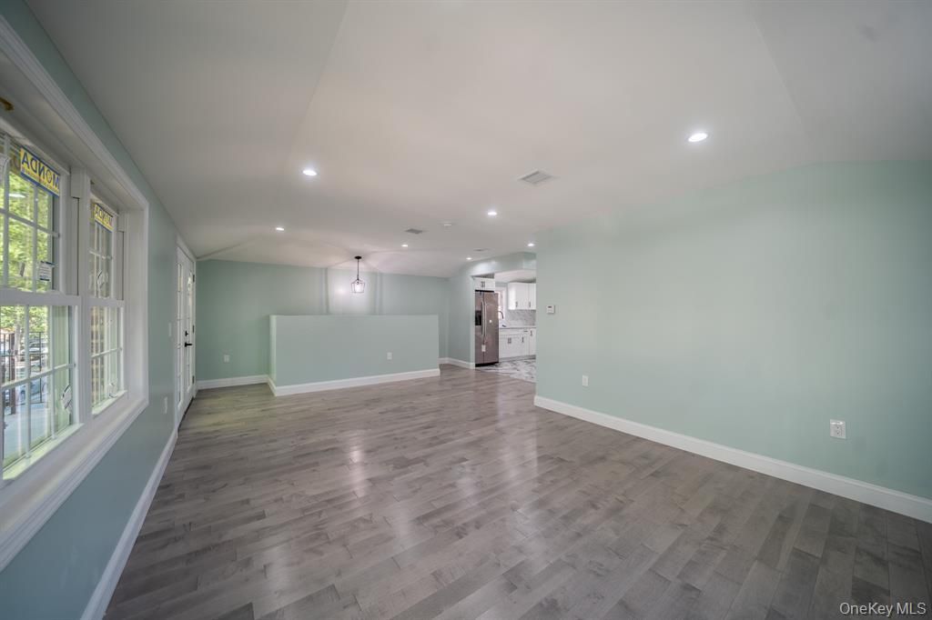 Empty room, Interior, Kitchen, Recessed Lighting, Wood Texture Flooring