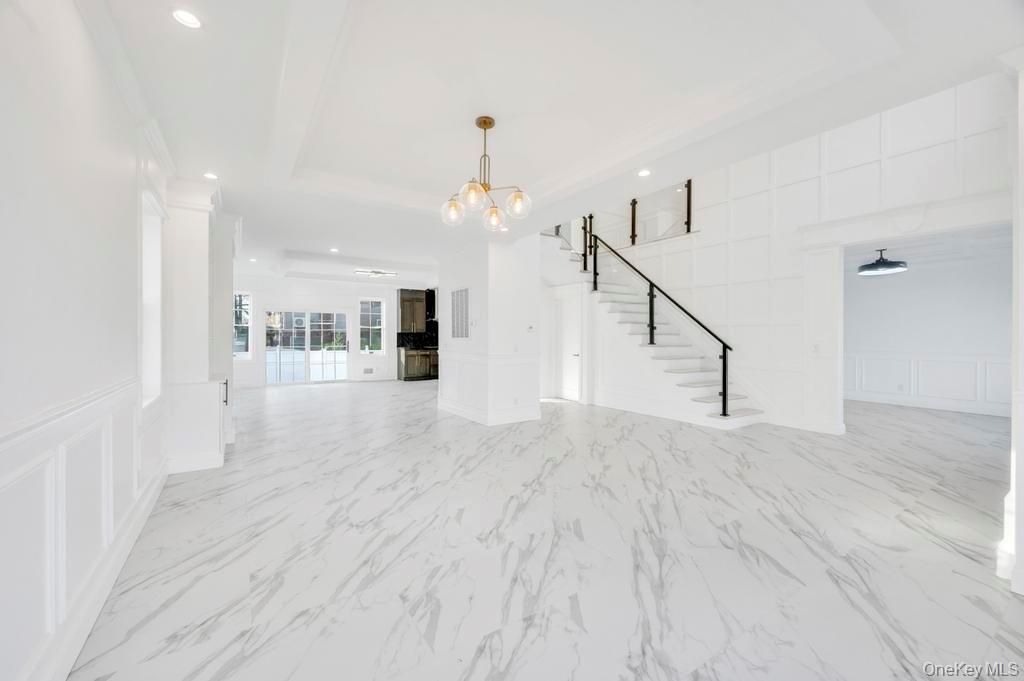 Empty room, Interior, Marble, Pendant Lights, Recessed Lighting