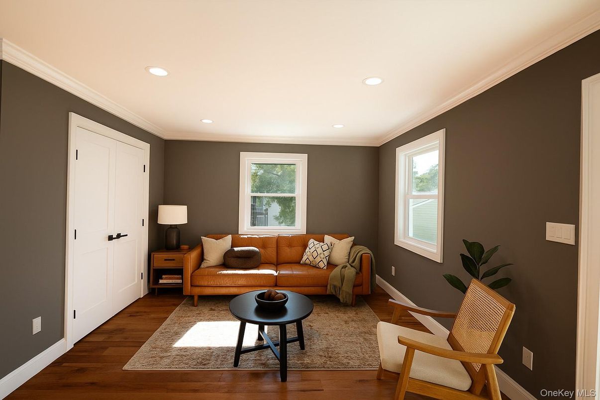 Interior, Living room, Recessed Lighting, Wood Texture Flooring