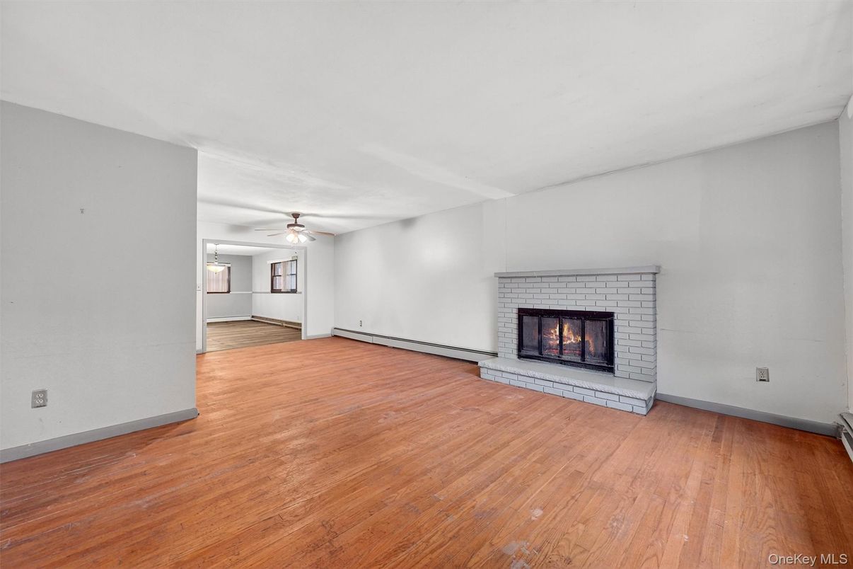 Empty room, Fireplace, Interior, Wood Texture Flooring