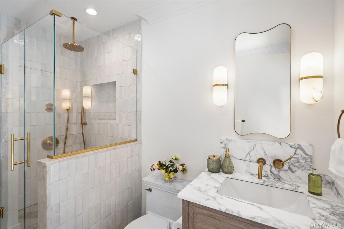 Bathroom, Glass Shower, Interior, Recessed Lighting