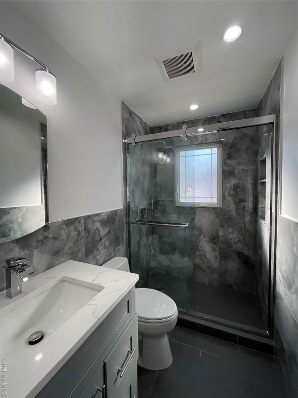 Bathroom, Glass Shower, Interior, Recessed Lighting