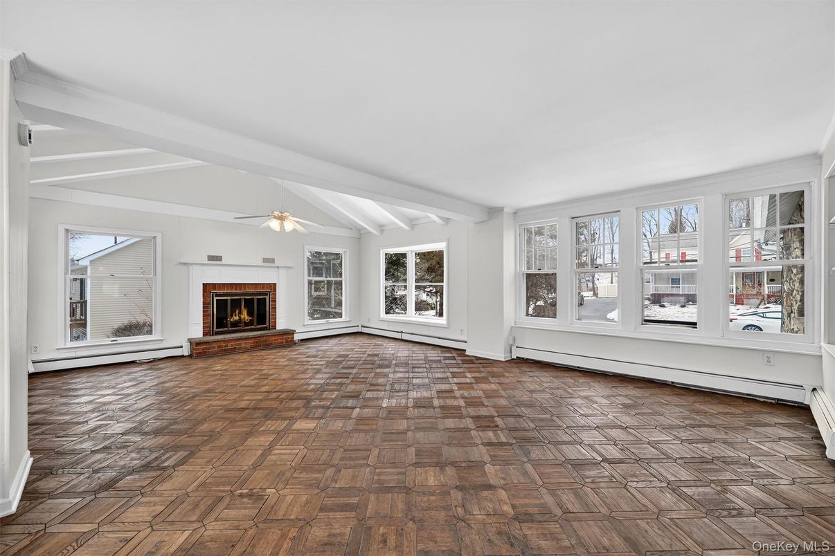 Empty room, Fireplace, Interior, Wood Texture Flooring