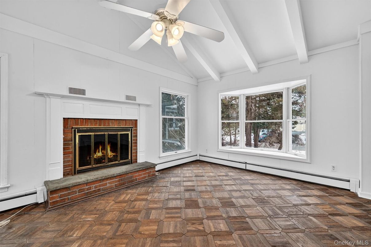 Empty room, Fireplace, Interior, Wood Texture Flooring