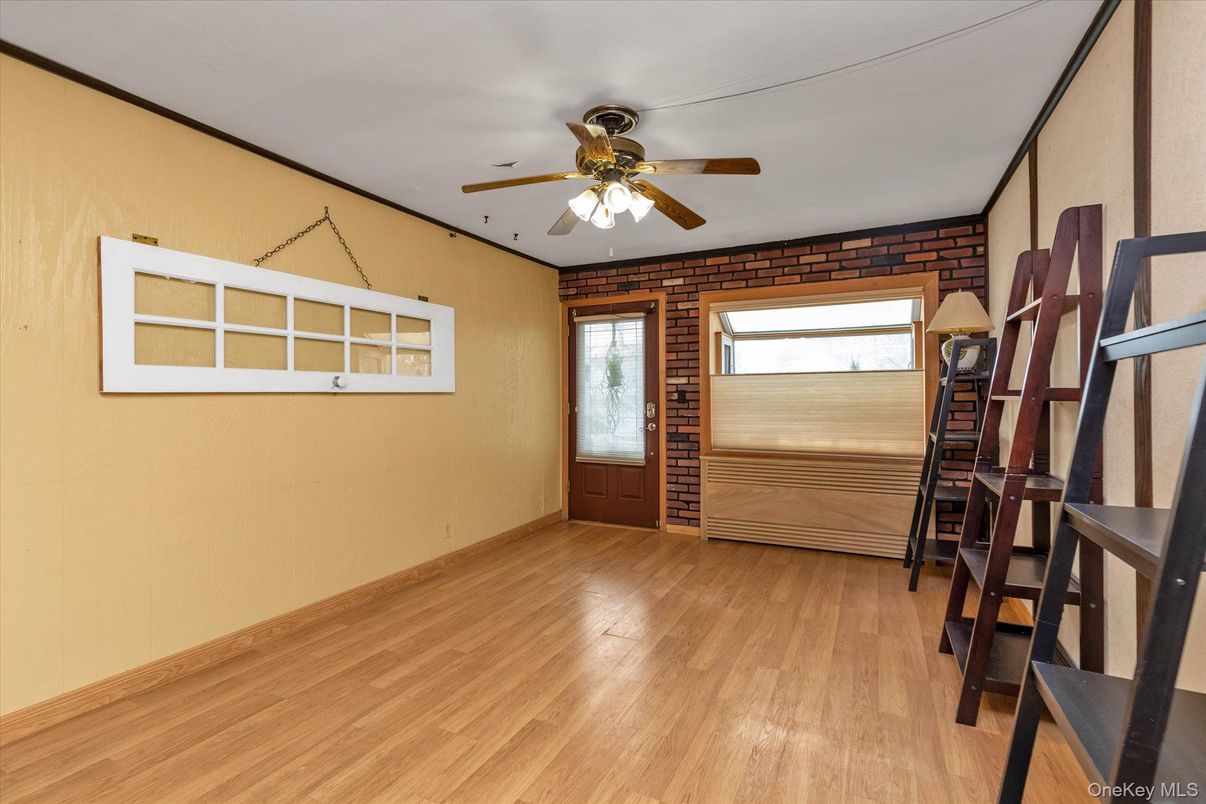 Empty room, Interior, Stone Walls, Wood Texture Flooring