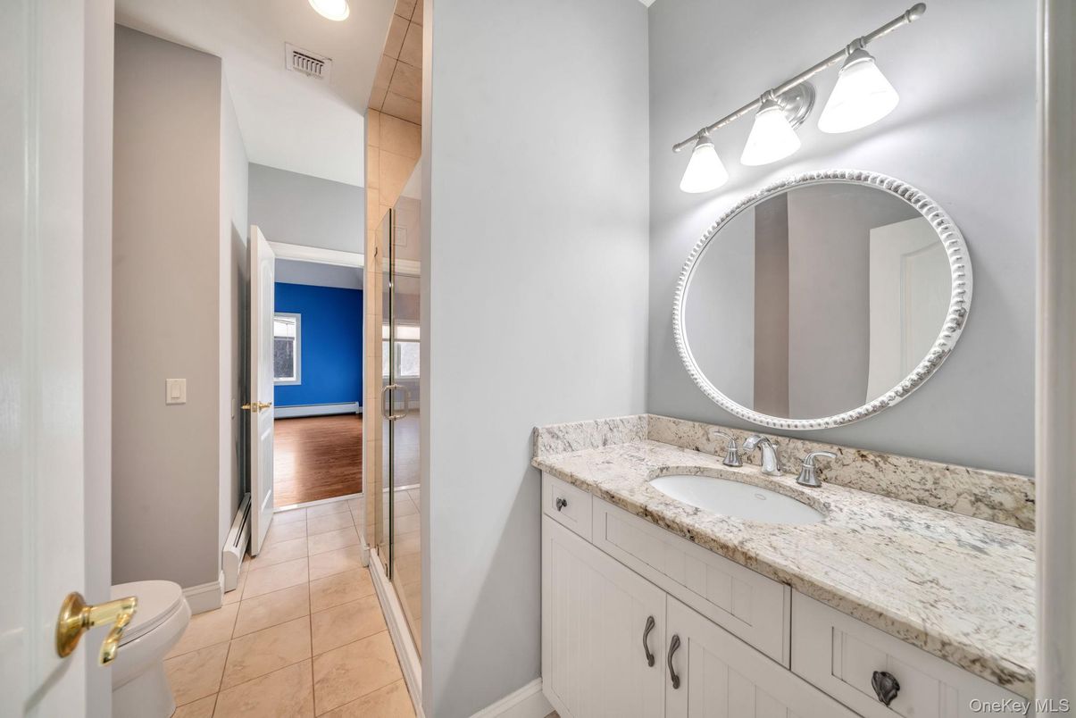 Bathroom, Interior, Recessed Lighting, Wood Texture Flooring