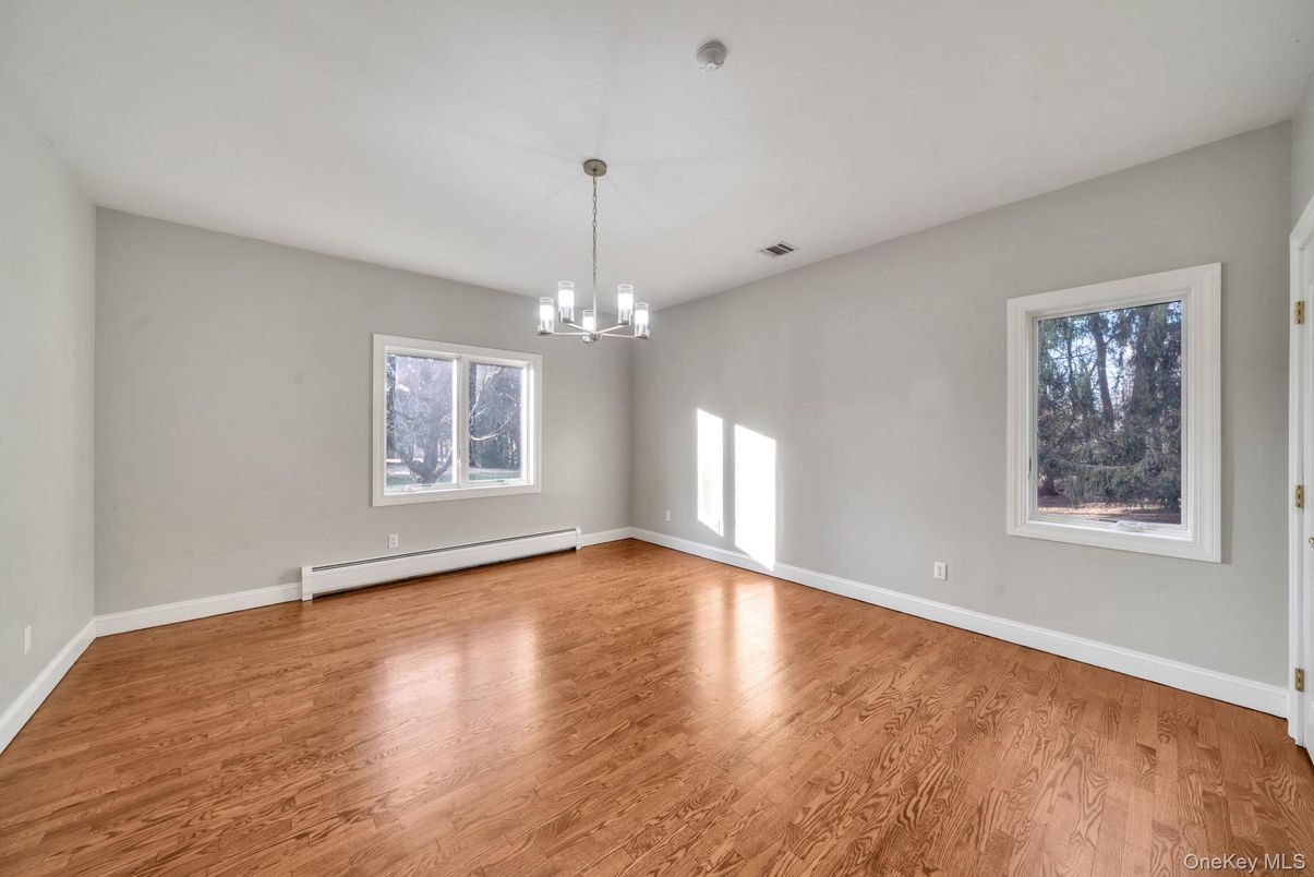 Chandelier, Empty room, Interior, Pendant Lights, Wood Texture Flooring