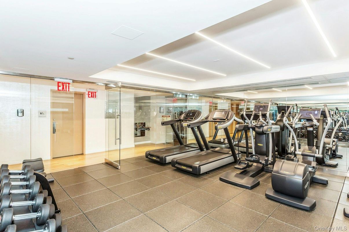 Fitness Equipment, Gym, Interior, Recessed Lighting