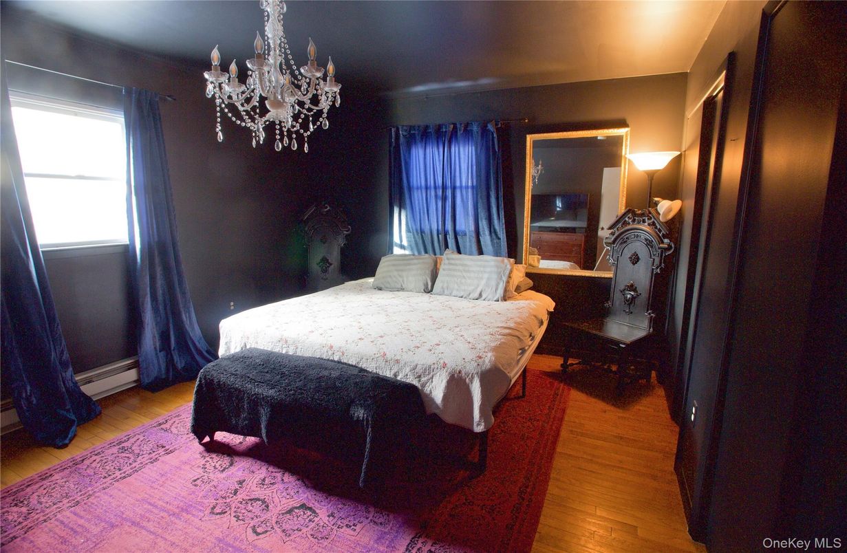 Bedroom, Chandelier, Interior, Wood Texture Flooring