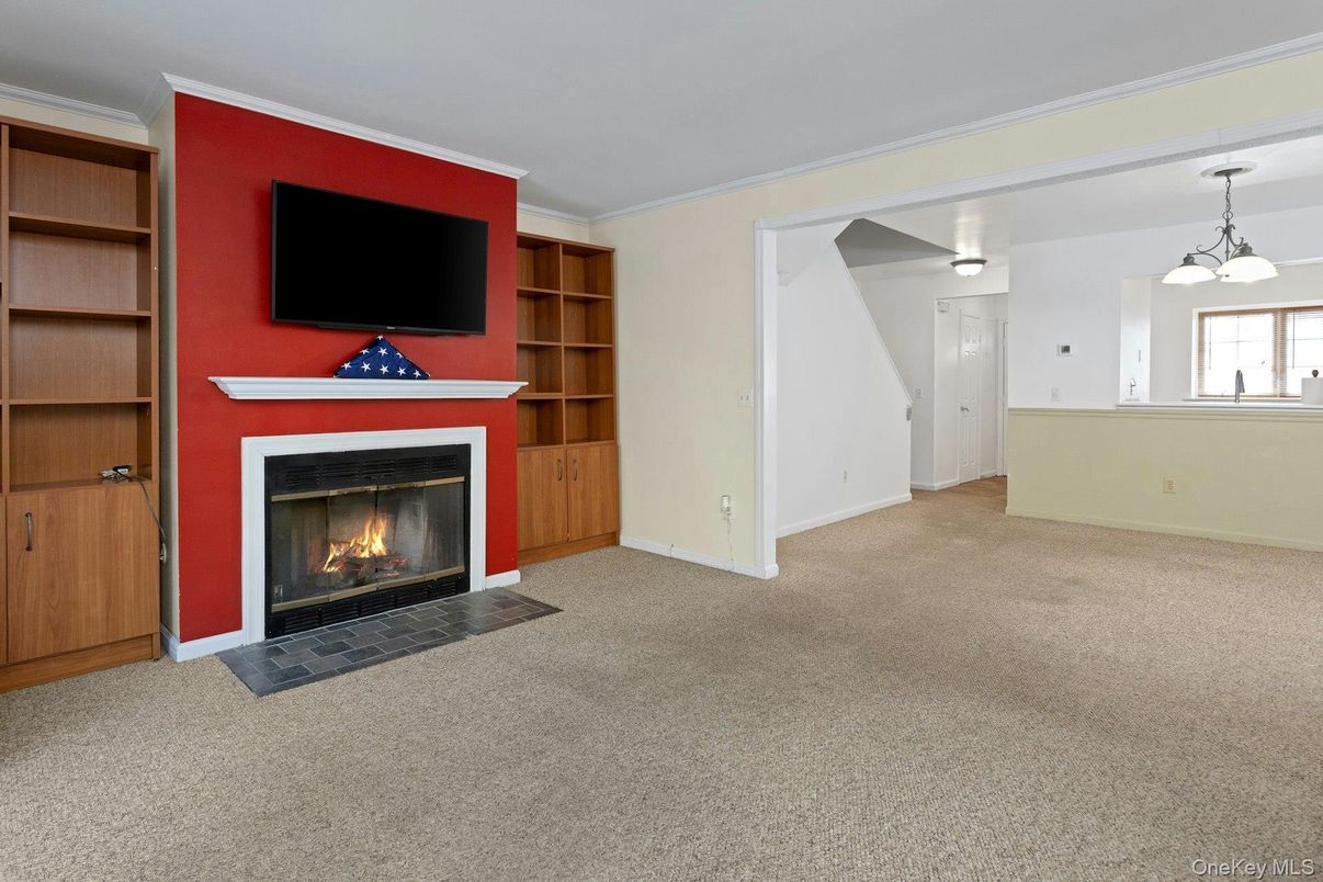 Empty room, Fireplace, Interior, Pendant Lights