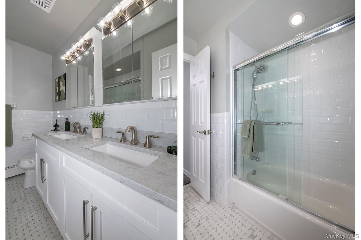 Bathroom, Dual Sink Vanities, Glass Shower, Interior, Recessed Lighting