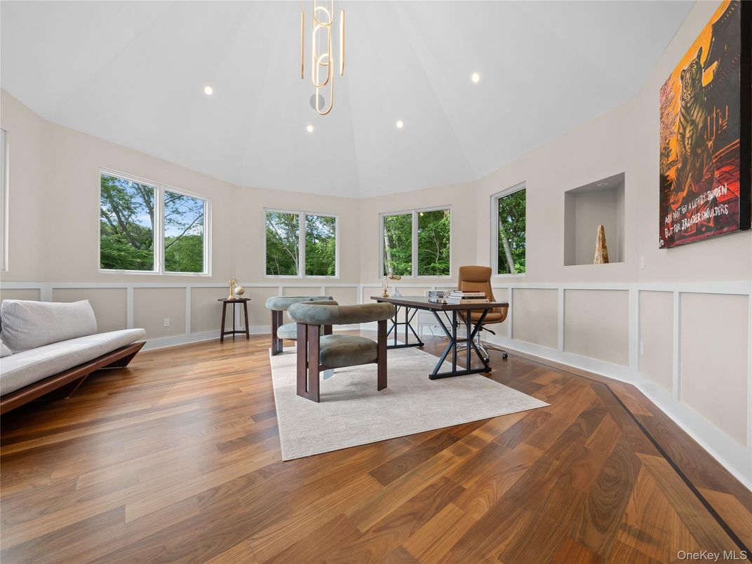 Home Office, Interior, Recessed Lighting, Wood Texture Flooring