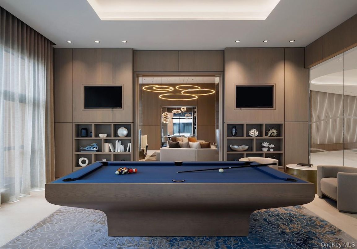 Billiard Table, Game Room, Interior, Recessed Lighting