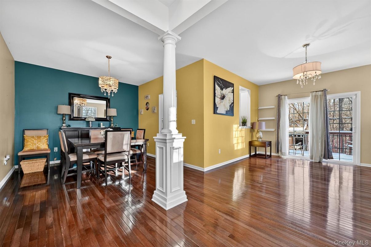 Chandelier, Dining room, Interior, Wood Texture Flooring