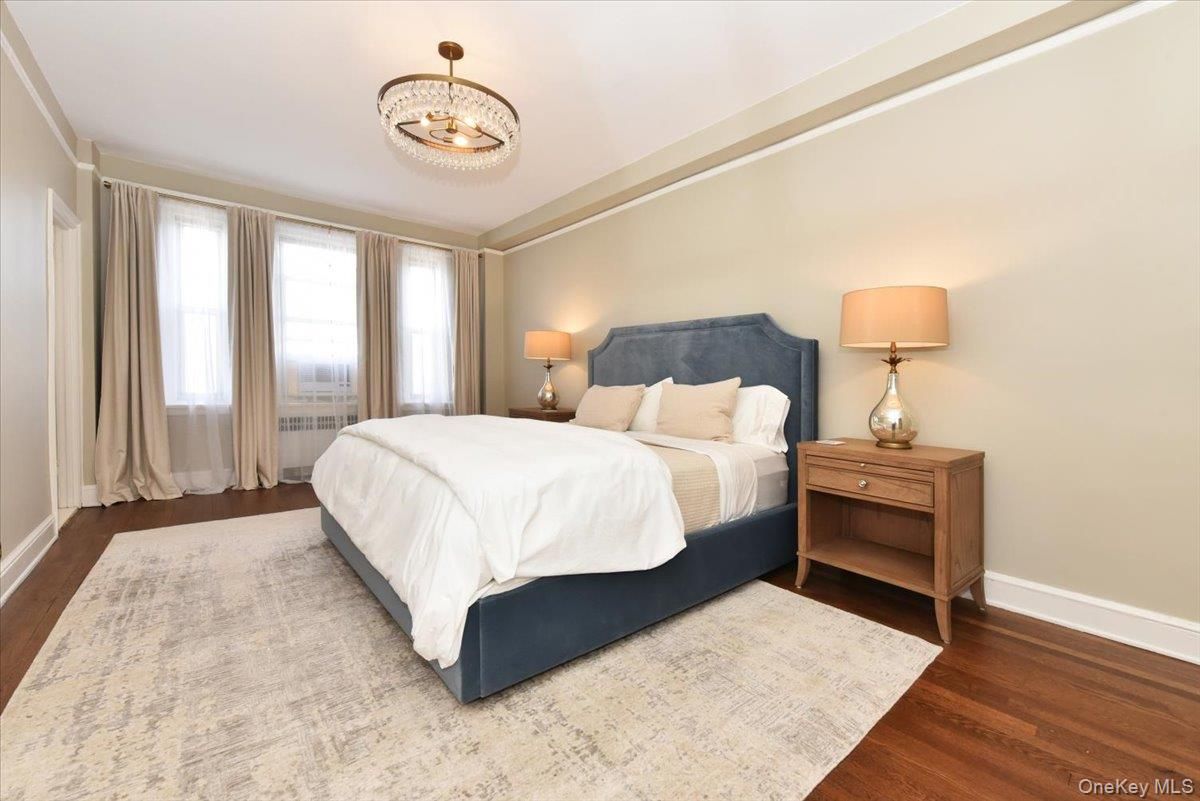Bedroom, Chandelier, Interior, Wood Texture Flooring