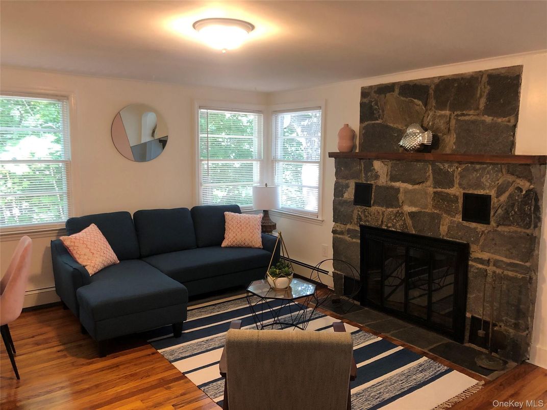 Fireplace, Interior, Living room, Stone Walls, Wood Texture Flooring