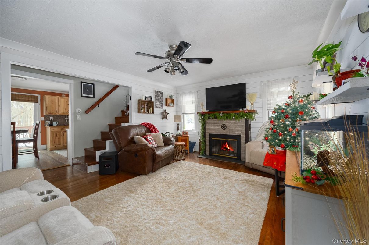 Dining room, Fireplace, Interior, Living room, Wood Texture Flooring
