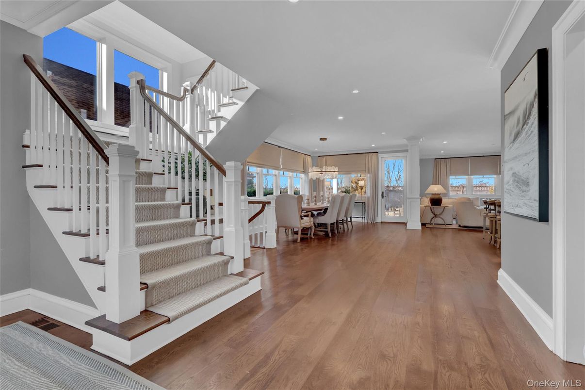 Chandelier, Dining room, Interior, Pendant Lights, Recessed Lighting, Wood Texture Flooring