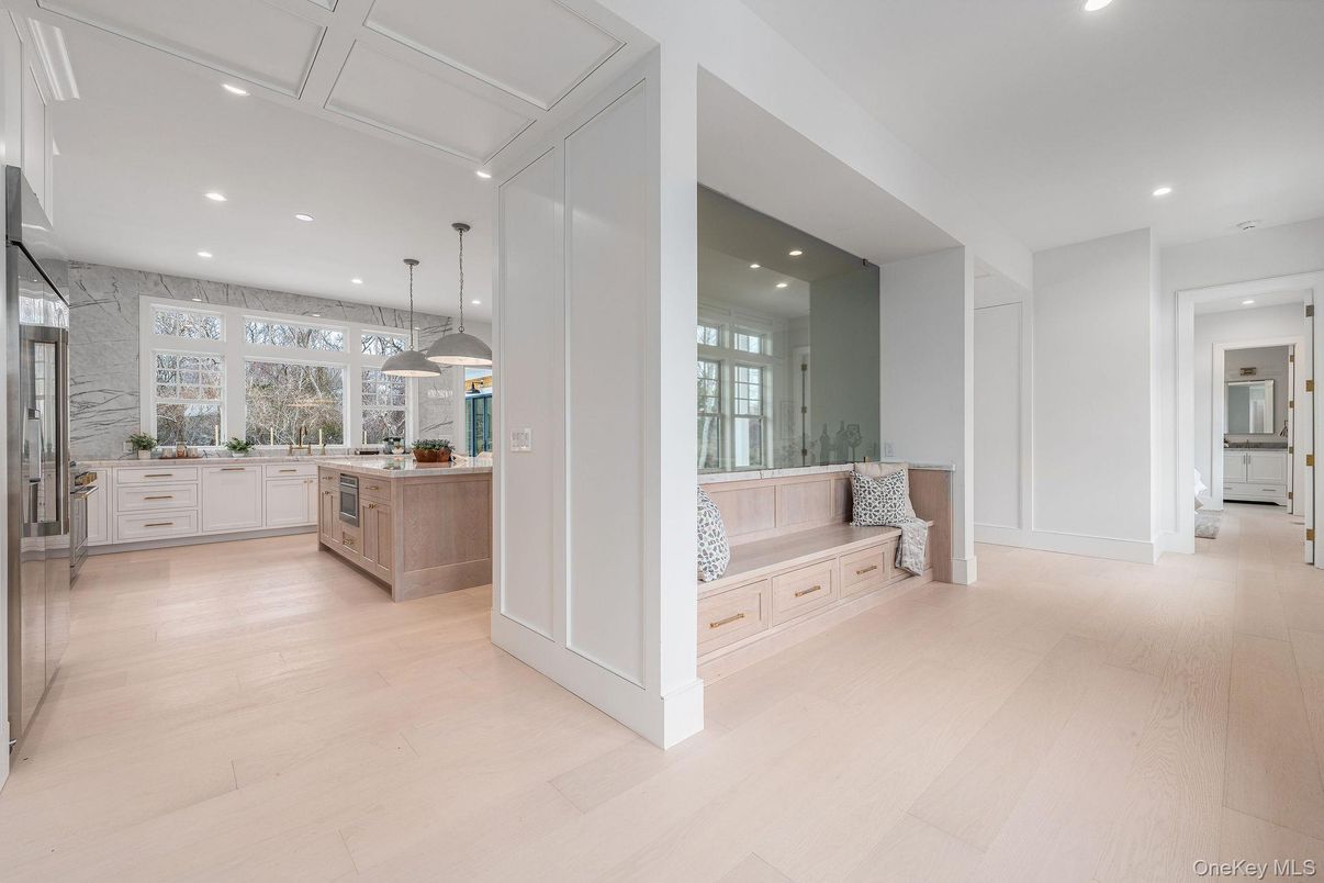 Interior, Kitchen, Pendant Lights, Recessed Lighting, Wood Texture Flooring