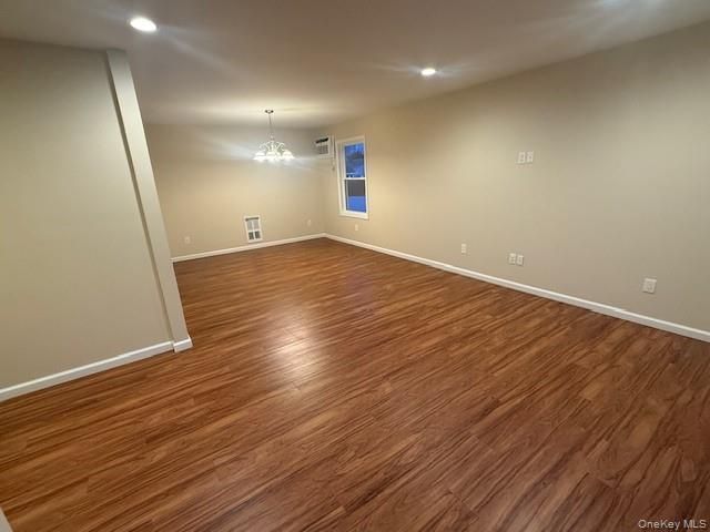 Chandelier, Empty room, Interior, Recessed Lighting, Wood Texture Flooring