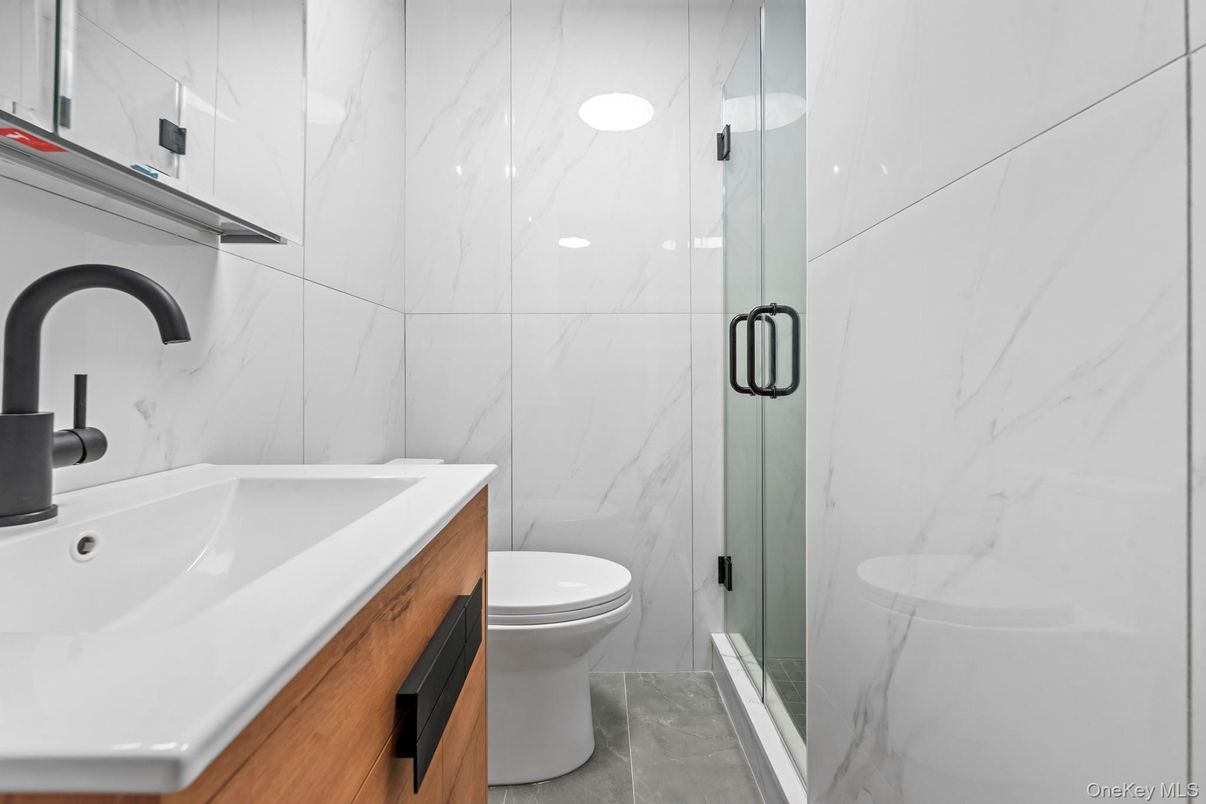 Bathroom, Glass Shower, Interior, Marble Walls