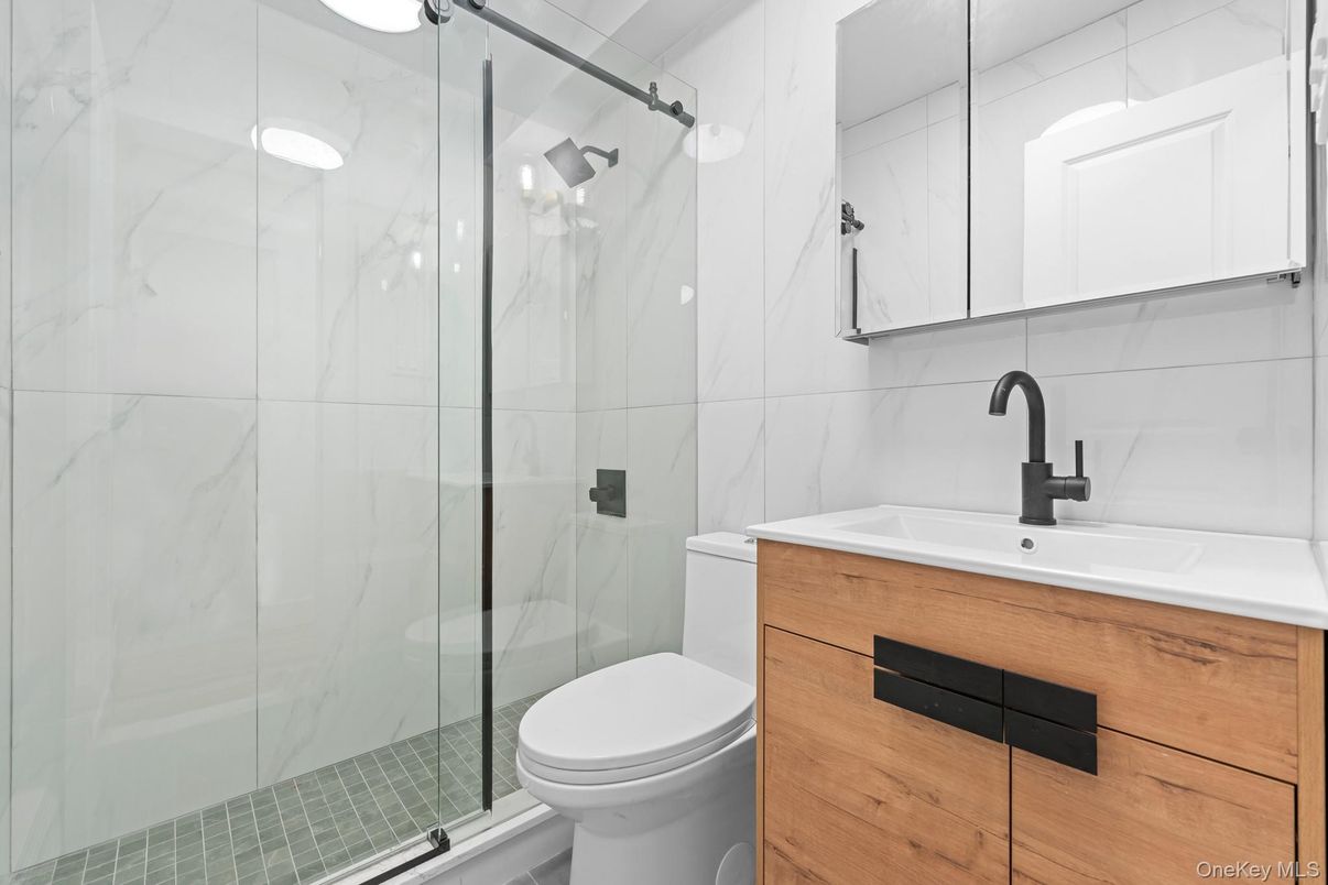 Bathroom, Glass Shower, Interior, Marble Walls