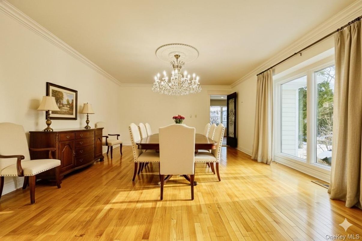 Chandelier, Dining room, Interior, Wood Texture Flooring
