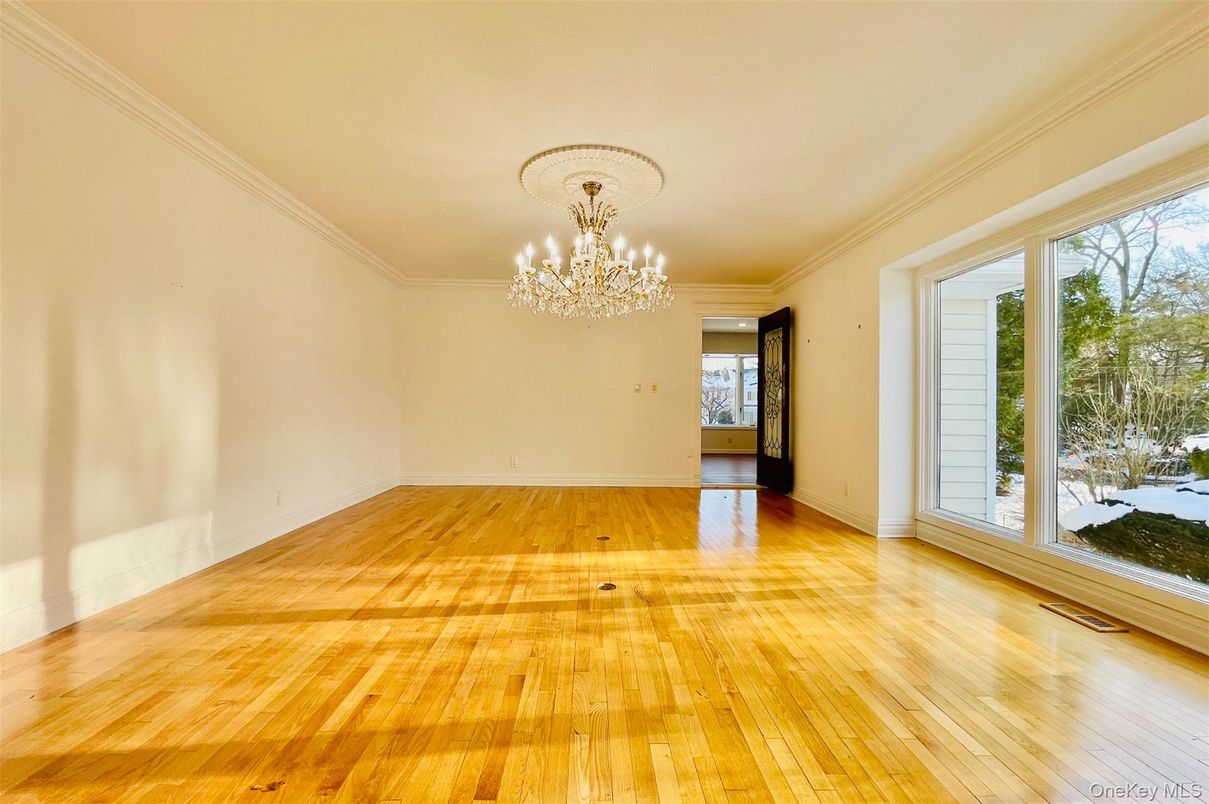 Chandelier, Empty room, Interior, Wood Texture Flooring