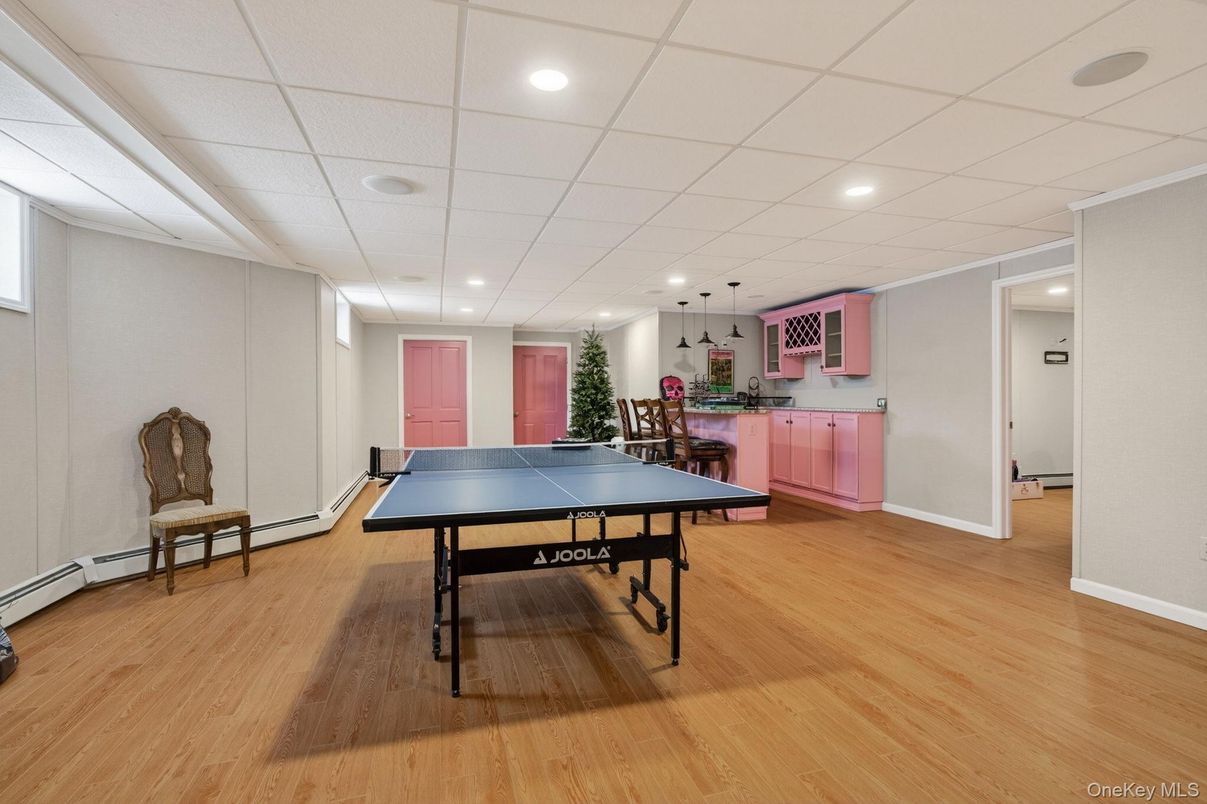 Game Room, Interior, Pendant Lights, Recessed Lighting, Wood Texture Flooring