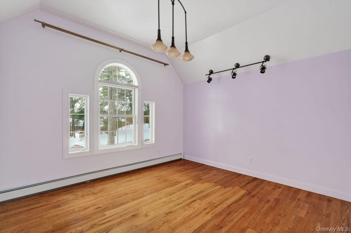 Empty room, Interior, Pendant Lights, Wood Texture Flooring
