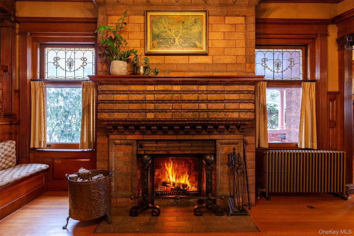 Fireplace, Interior, Wood Texture Flooring, Wooden Walls
