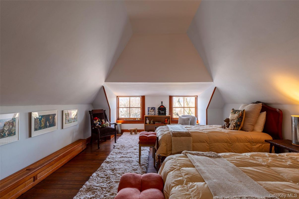 Bedroom, Fireplace, Interior, Wood Texture Flooring