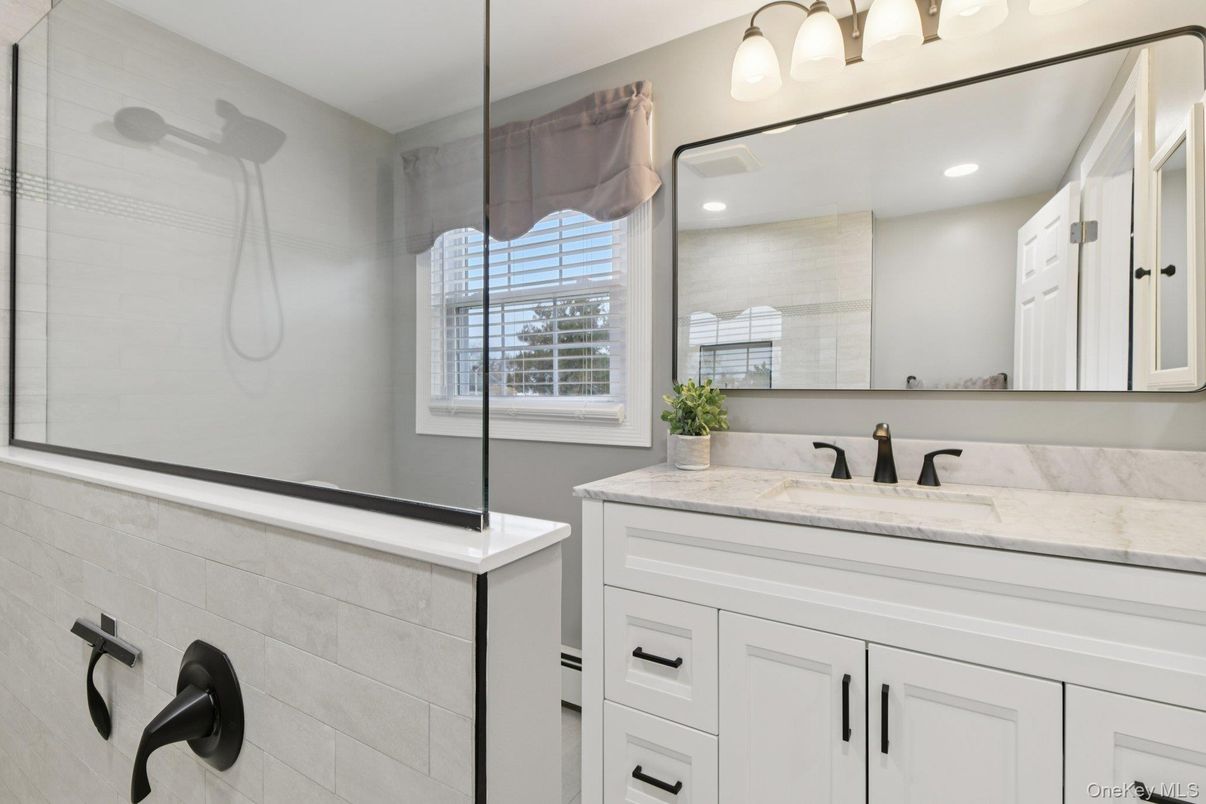 Bathroom, Glass Shower, Interior, Recessed Lighting