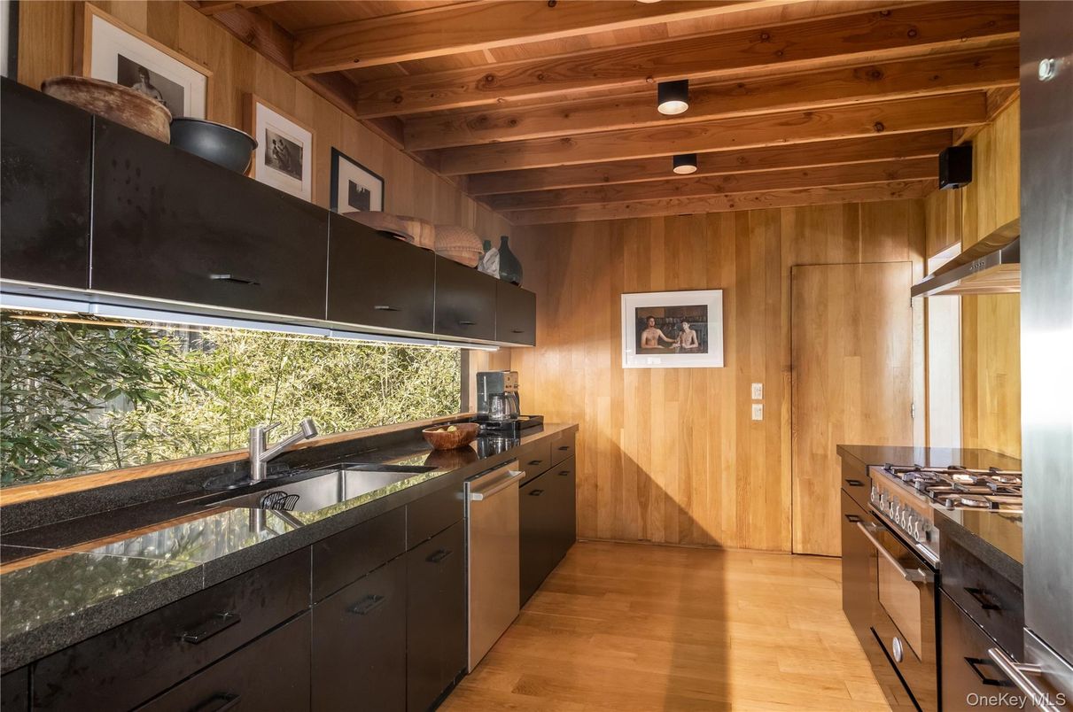 Interior, Kitchen, Stainless Steel Appliances, Wooden Beams, Wooden Ceilings, Wood Texture Flooring, Wooden Walls