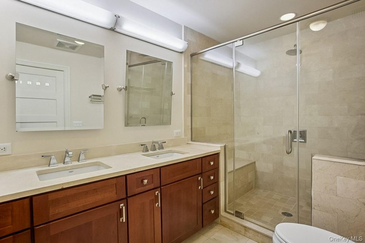 Bathroom, Dual Sink Vanities, Glass Shower, Interior, Recessed Lighting