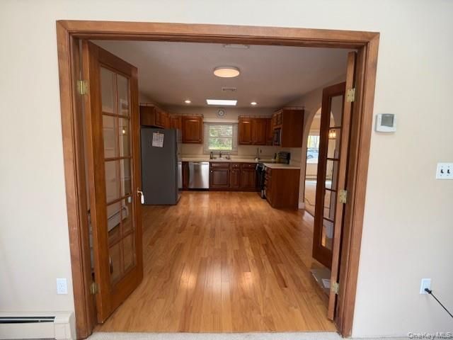 Interior, Kitchen, Recessed Lighting, Wood Texture Flooring