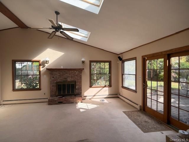 Empty room, Fireplace, Interior, Stone Walls, Wooden Beams