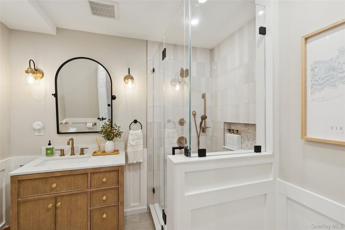 Bathroom, Glass Shower, Interior, Recessed Lighting