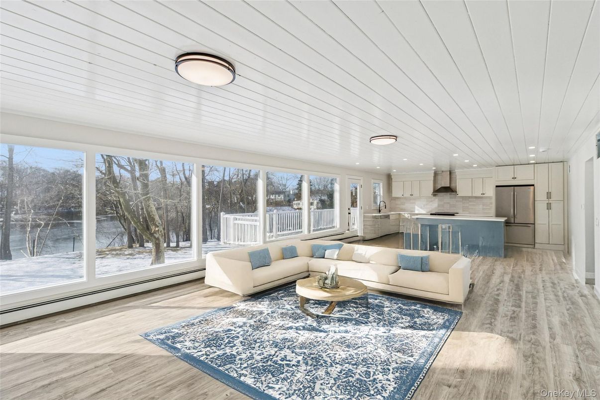 Interior, Kitchen, Living room, Recessed Lighting, Stainless Steel Appliances, Wood Texture Flooring