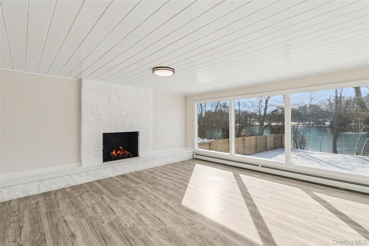 Empty room, Fireplace, Interior, Wood Texture Flooring