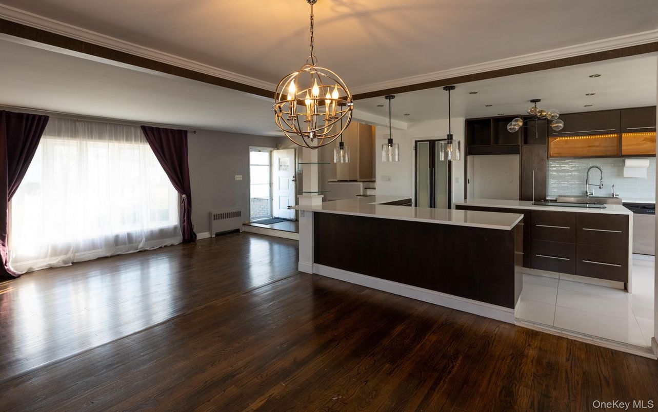 Chandelier, Interior, Kitchen, Pendant Lights, Wood Texture Flooring