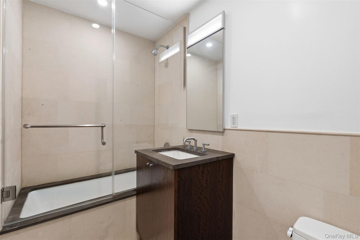 Bathroom, Glass Shower, Interior, Recessed Lighting
