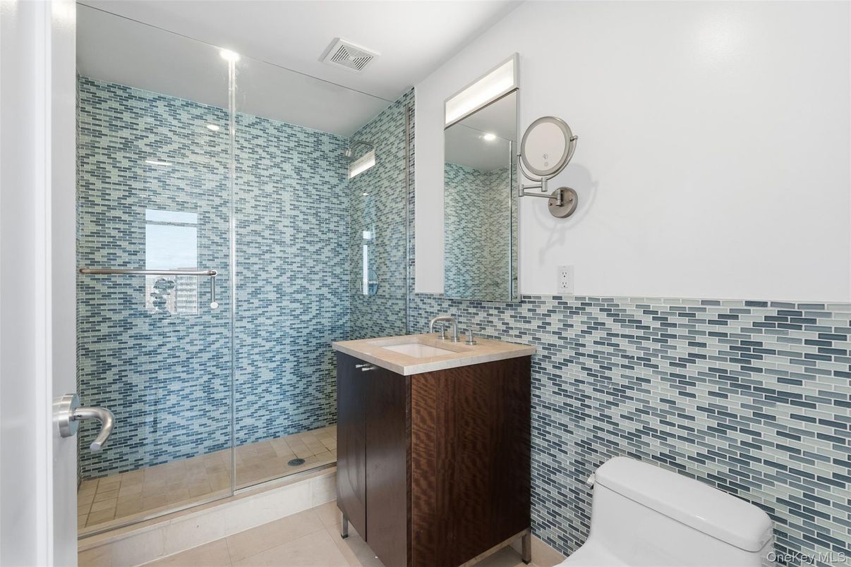 Bathroom, Glass Shower, Interior, Recessed Lighting