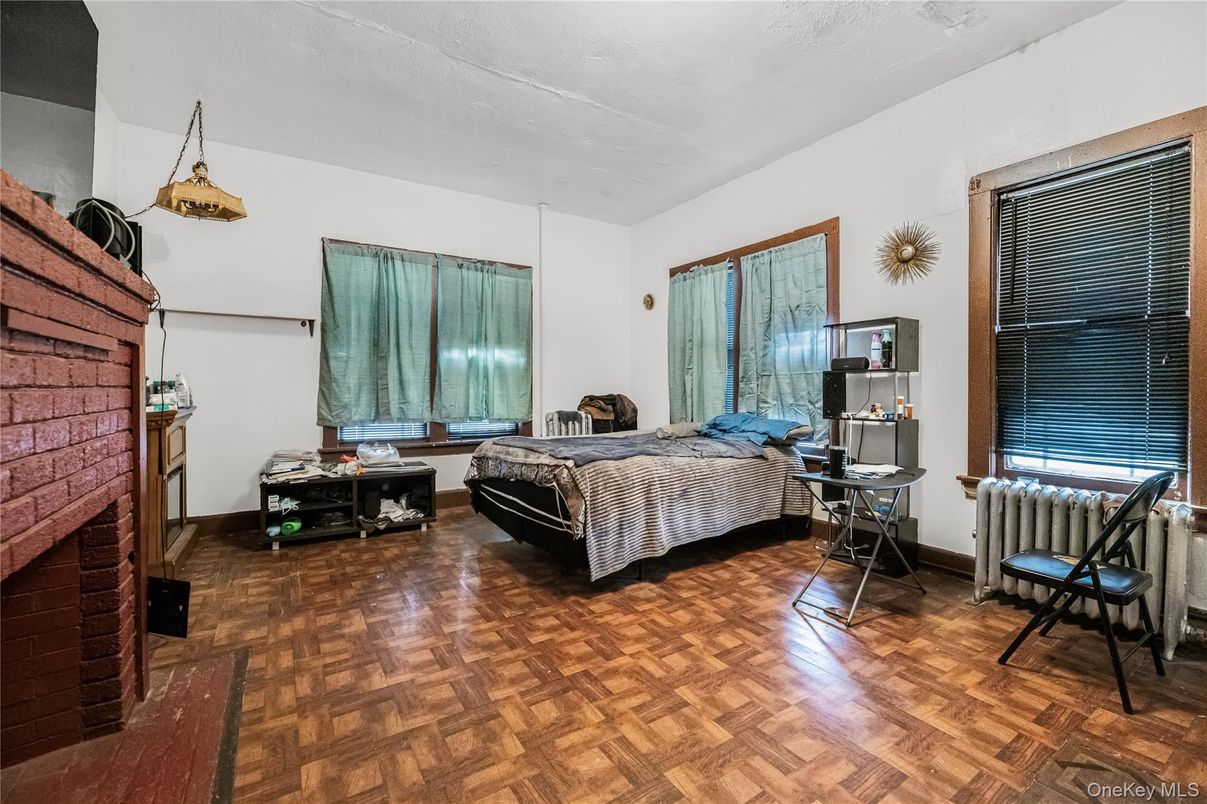 Bedroom, Fireplace, Interior, Wood Texture Flooring