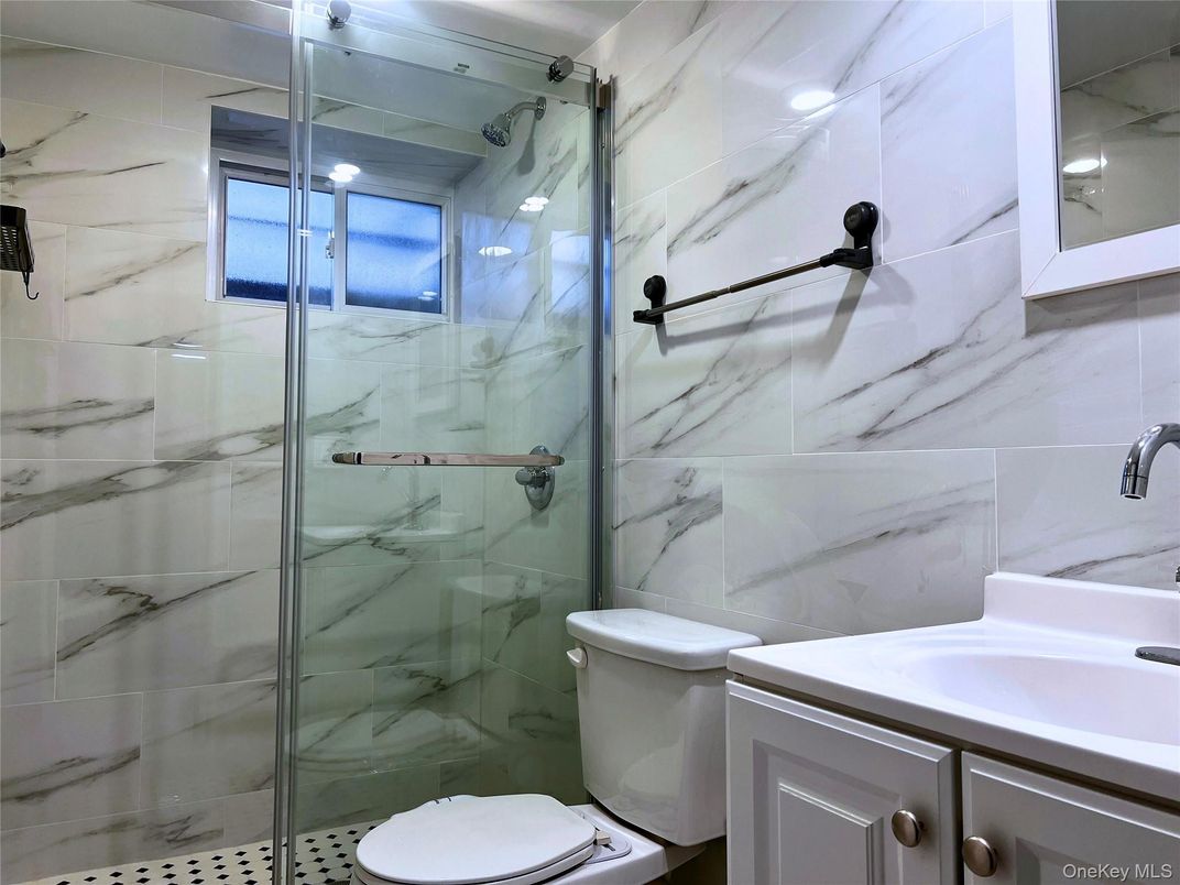 Bathroom, Glass Shower, Interior, Marble Walls