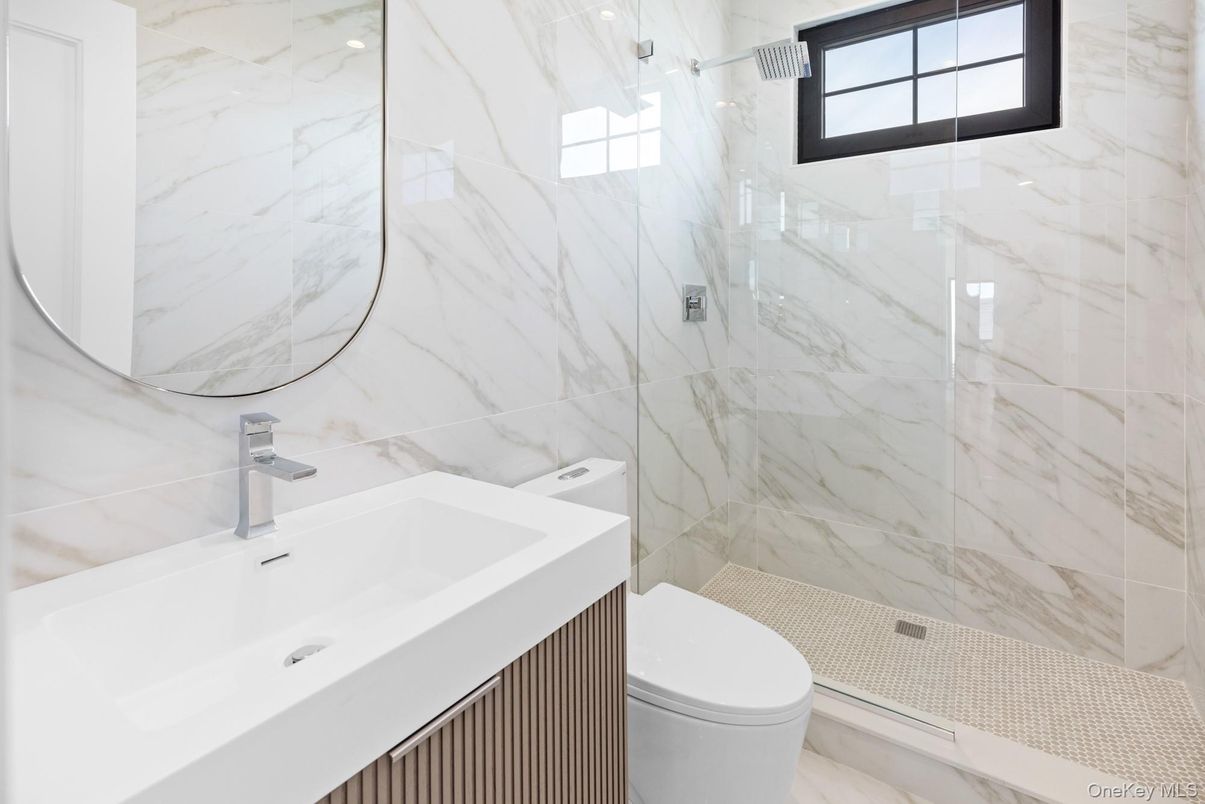 Bathroom, Glass Shower, Interior, Marble Walls