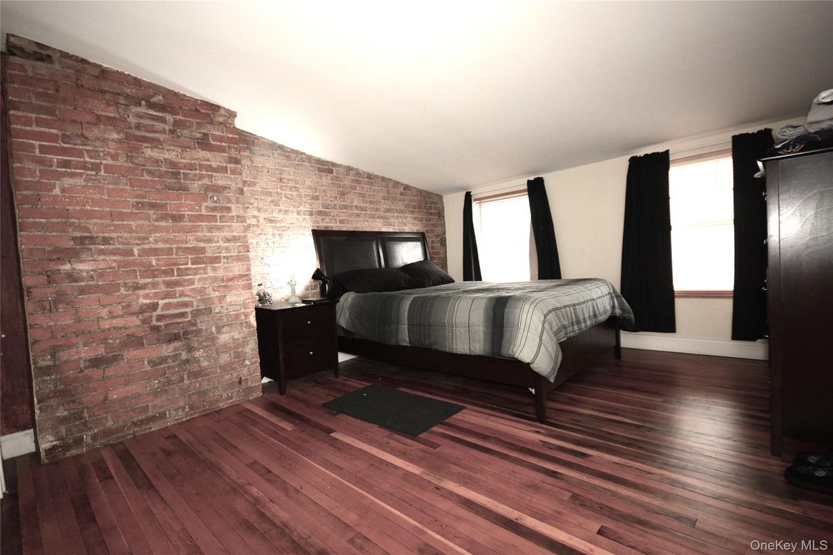 Bedroom, Interior, Stone Walls, Wood Texture Flooring