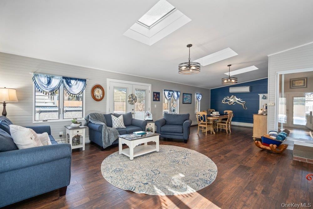 Dining room, Interior, Living room, Pendant Lights, Wood Texture Flooring